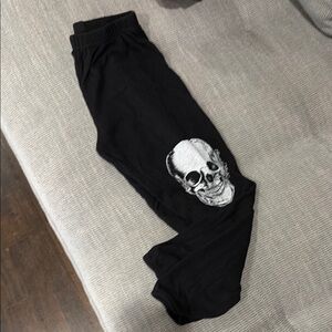 Lauren MoshiBlack Joggers with Skull Design 3/4T
